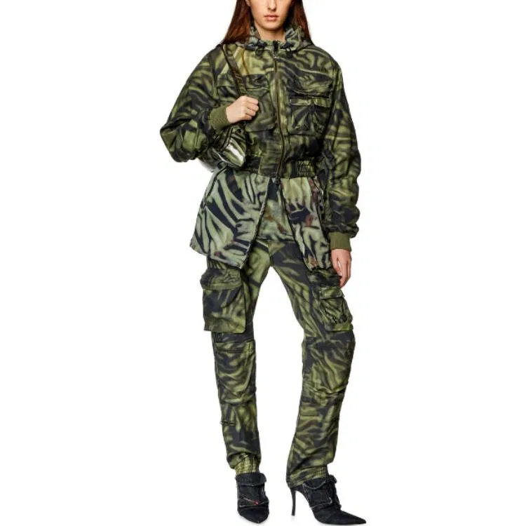 Куртка-бомбер укороченная G-Khlow с абстрактным принтом DIESEL, Black Green — фото 3