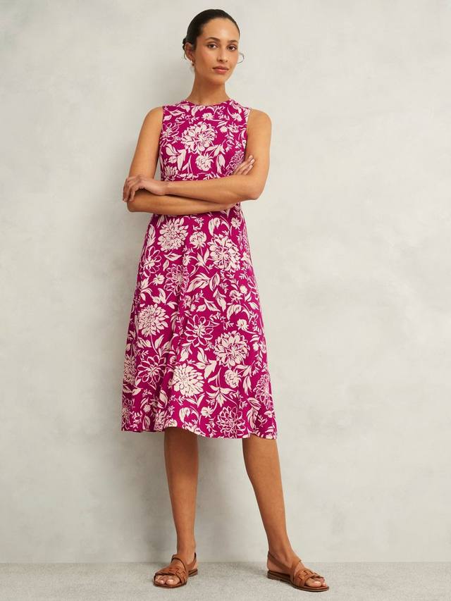 

Трикотажное платье мэрилиз с ботаническим принтом Hobbs, цвет Pink/Cream