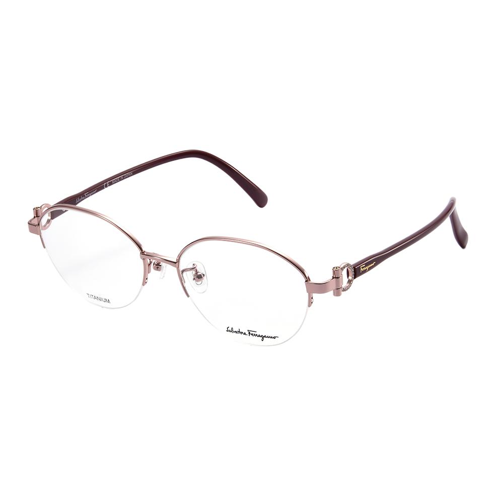 

Ferragamo Овальная оправа для очков из металла розовая унисекс, Pink