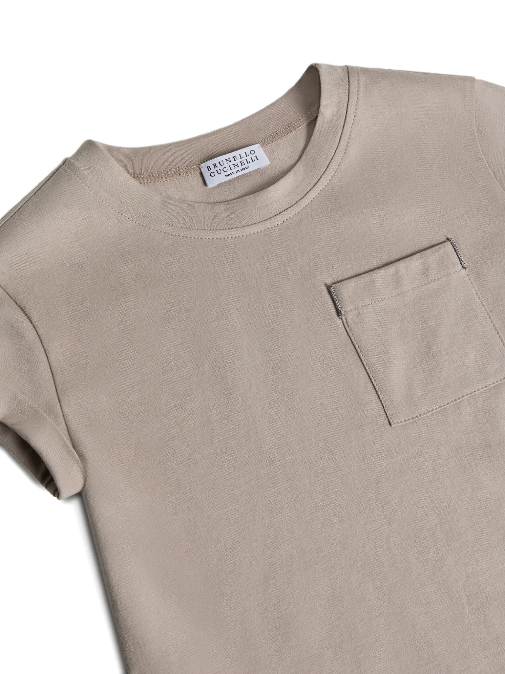 Футболка с нагрудным карманом Brunello Cucinelli Kids, нейтральный — фото 3