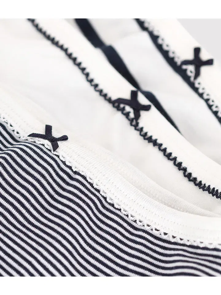 Слипы 3 шт., хлопок, PETIT BATEAU, белый/темно-синий — фото 3