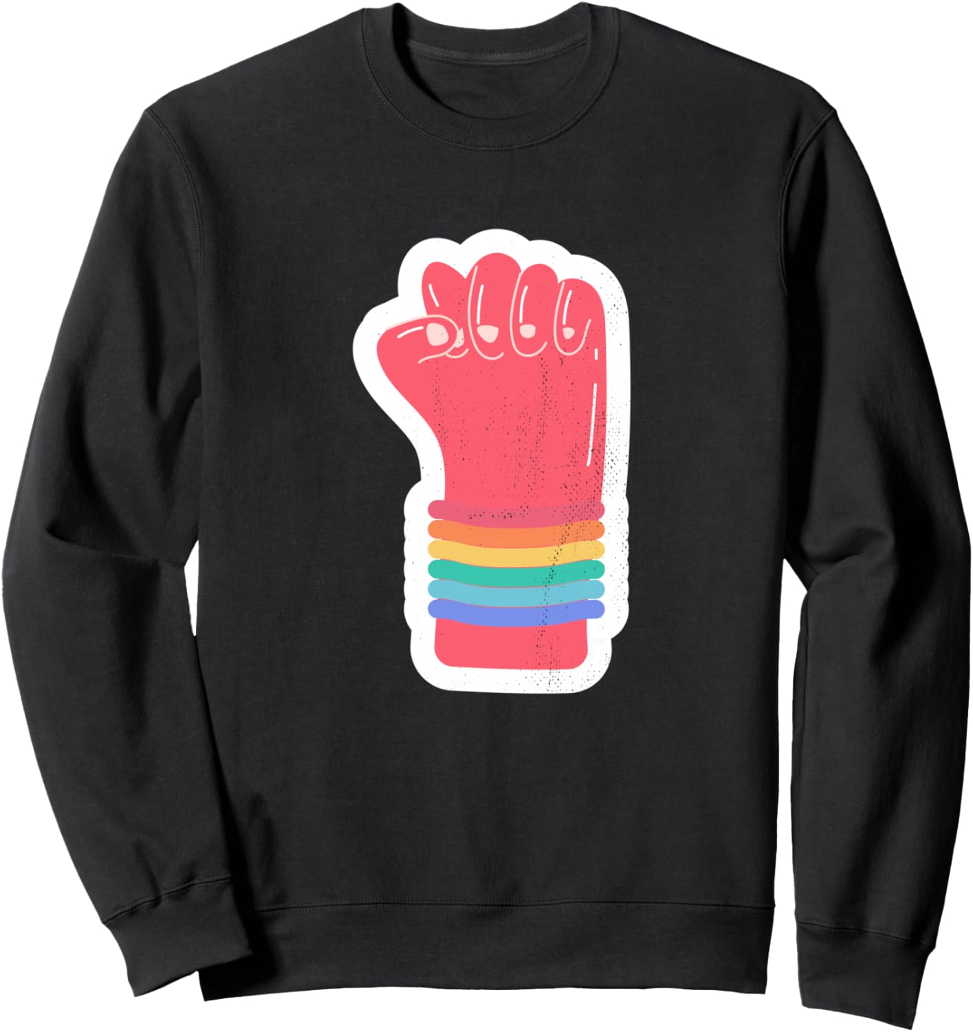 

Толстовка с надписью «Радужный кулак в знак гордости» Rainbow Designs & Accessories, черный