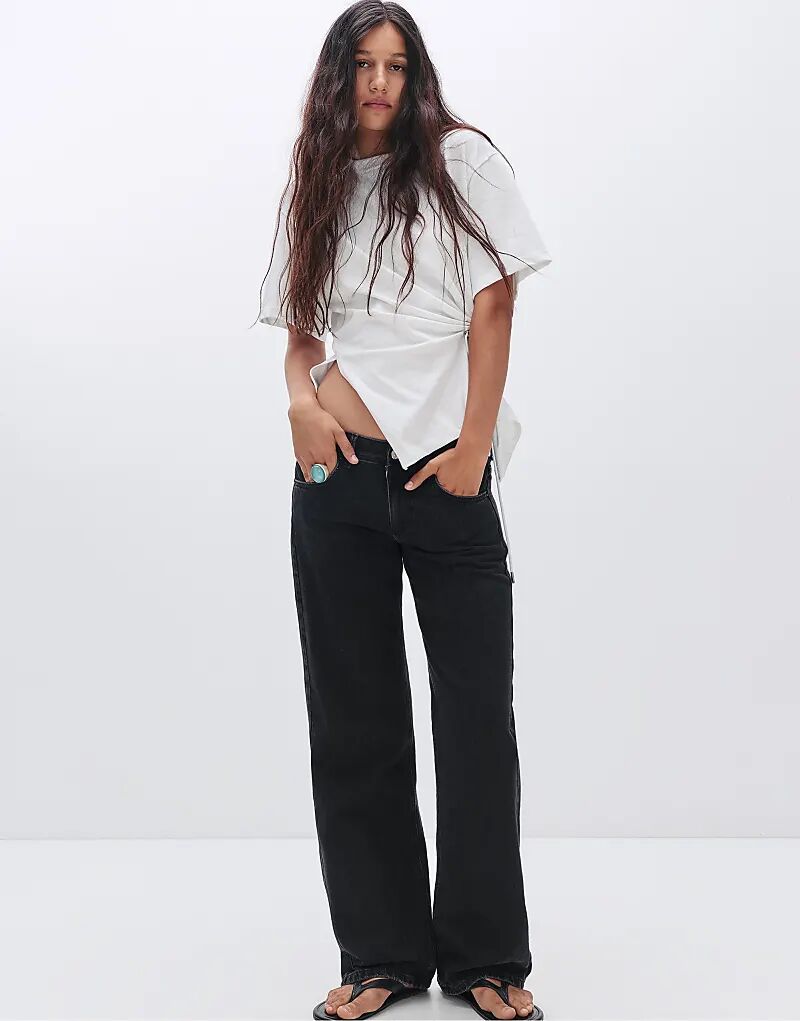 

Джинсы Pull&Bear с низкой посадкой, прямые, черного цвета