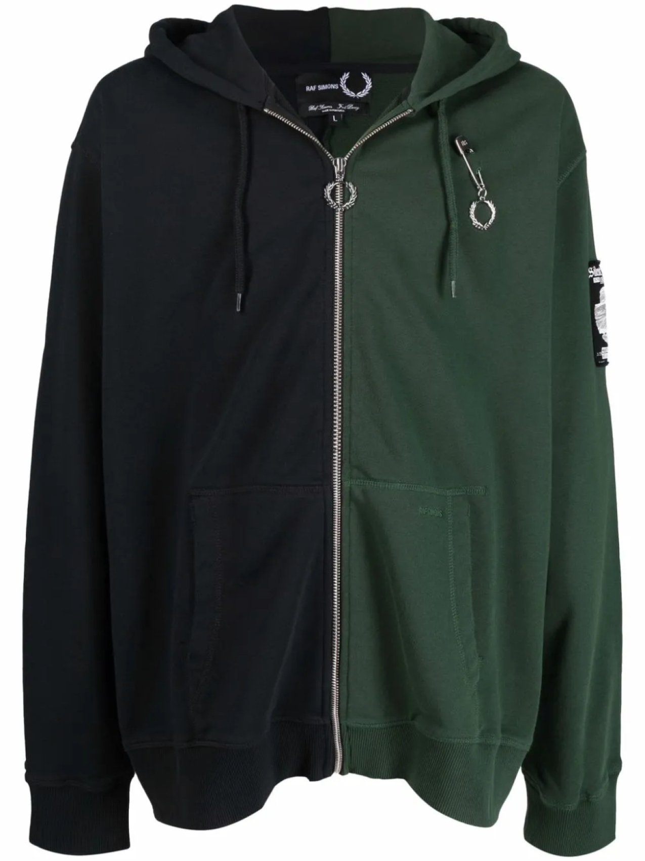 

Худи в стиле колор-блок на молнии Raf Simons X Fred Perry, зеленый