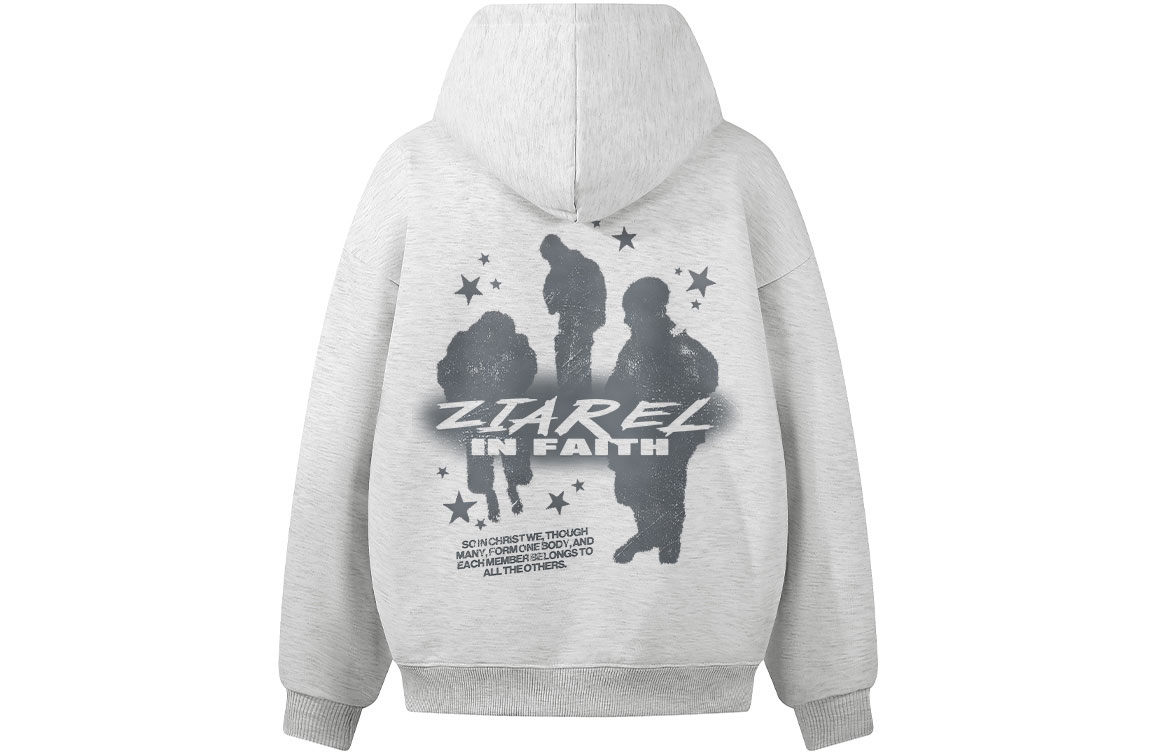 

Толстовка Unisex Hooded Moderate Heavyweight ZIAREL, белый heather серый