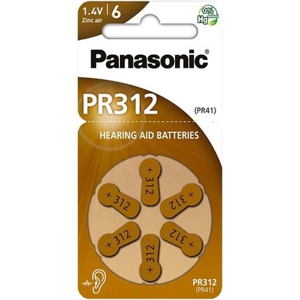 

Воздушно-цинковые батарейки для слуховых аппаратов Panasonic PR312 — упаковка из 6 шт.