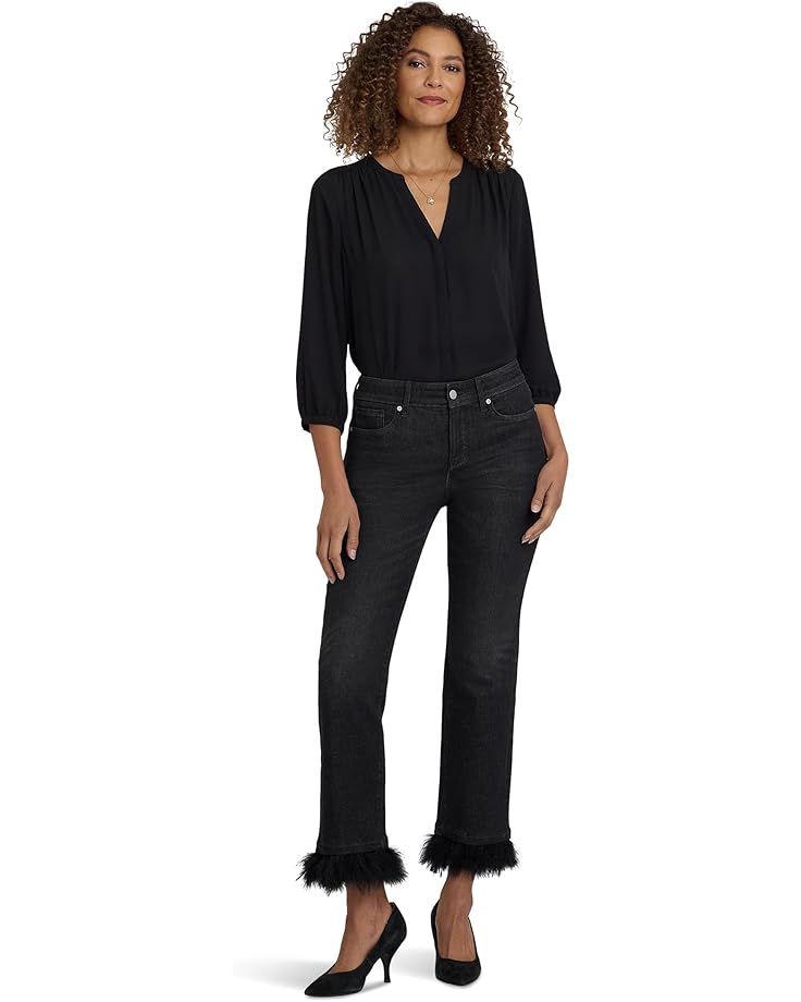 

Женские джинсы NYDJ Marilyn Straight Ankle Feather Trim во французском цвете Nightfall, French Nightfall