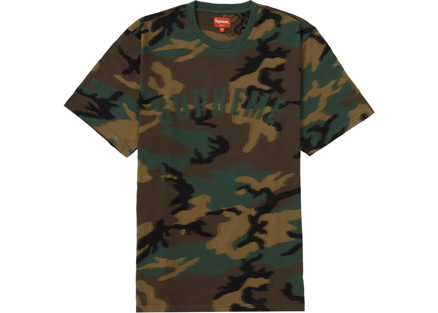 Мужская футболка с принтом Supreme Intarsia Camo S/S Top Supreme, Woodland Camo