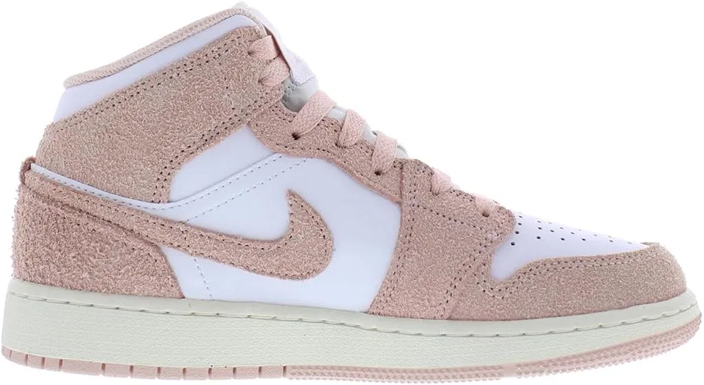 Детские кроссовки для мальчиков Air Jordan 1 Mid GS Nike, Pink/Pure White — фото 2