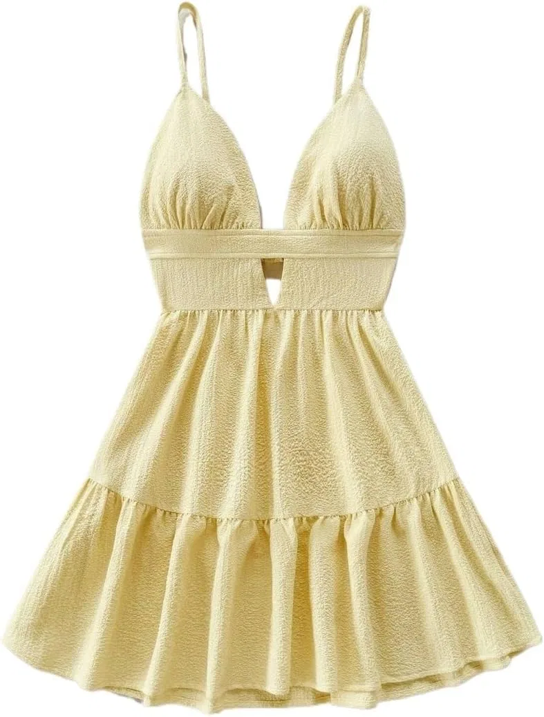 Женское кашемировое платье с воланами, Yellow