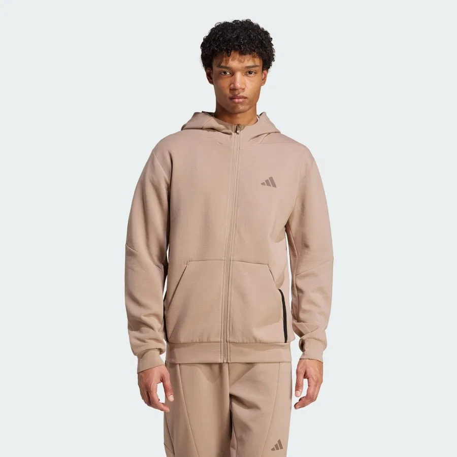 Худи с капюшоном и полной застежкой-молнией Performance JX0690 Designed For Training Full-Zip Track Jacket adidas, Коричневый