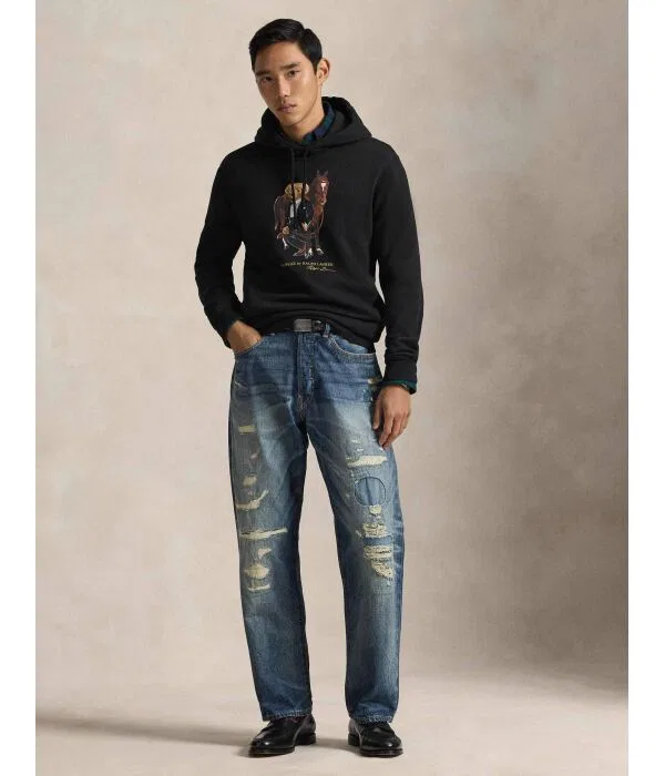 Мужская футерная фуфайка с капюшоном Polo Ralph Lauren, черный — фото 2