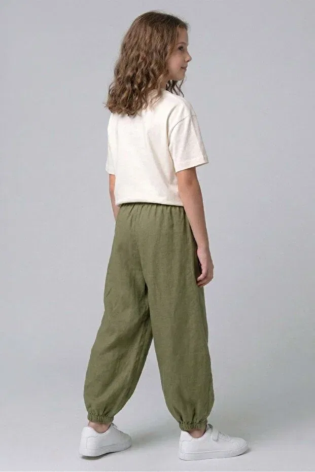 Детские штаны для девочек с эластичной манжетой Dmb Kids, Khaki — фото 3