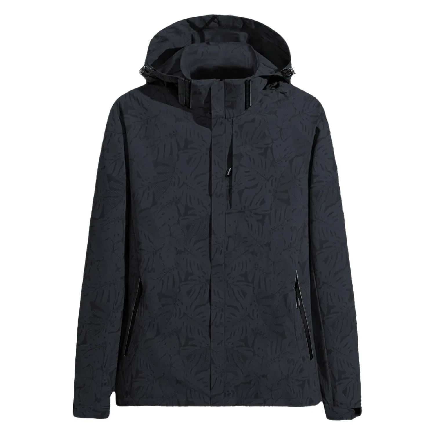 Женская ветрозащитная куртка с капюшоном Maple Print, Nero — фото 4