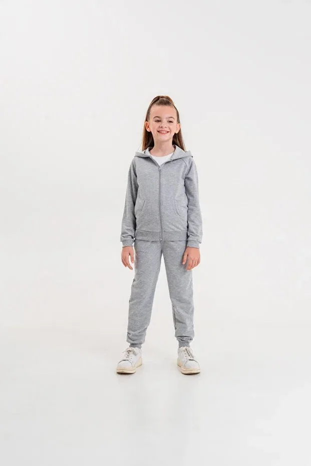 Детский спортивный комплект для девочек с молнией Mışıl Kids, Gray Melange