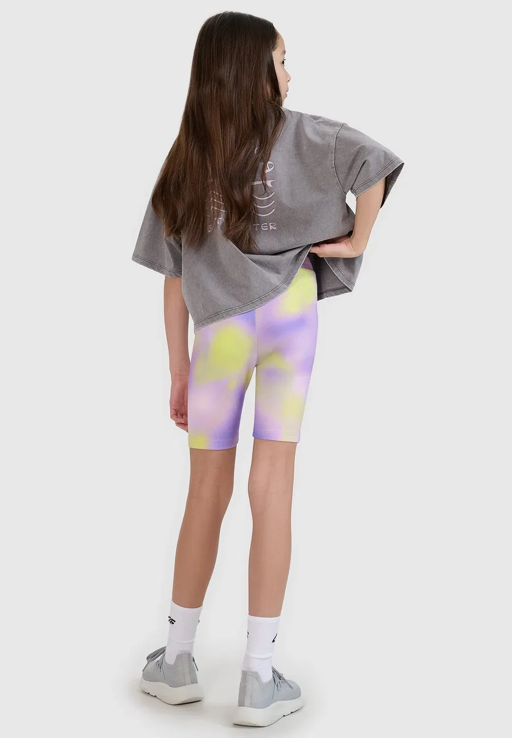 Legginsy kolarki dzianinowe dziewczęce - леггинсы 4F, Light Violet Allover — фото 3