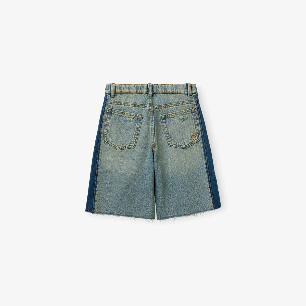 Двухцветные джинсовые шорты-бермуды для детей 6-13 лет Benetton, синий — фото 3