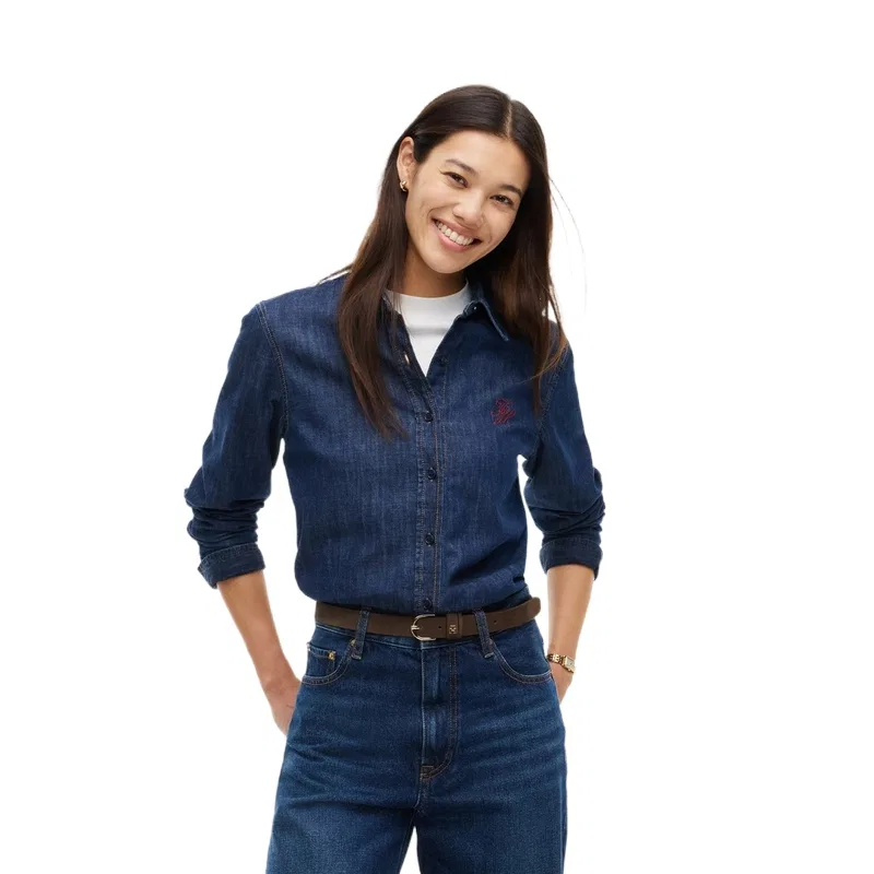 Женская джинсовая рубашка с отложным воротником Tommy Hilfiger, Denim Blue