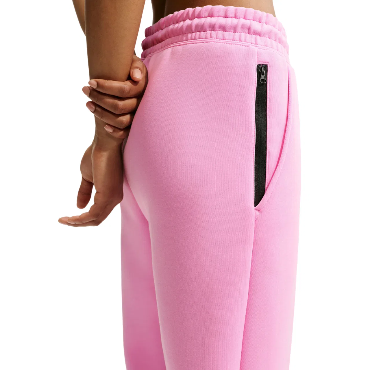 Женские джоггеры Tech Fleece Mid Rise Nike, цвет Black/Pink Rise — фото 2