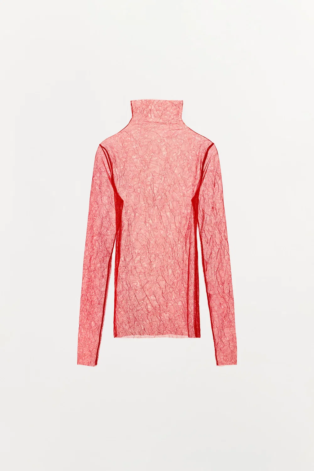 Полупрозрачная футболка с эффектом мятой ткани ZARA, Red — фото 4