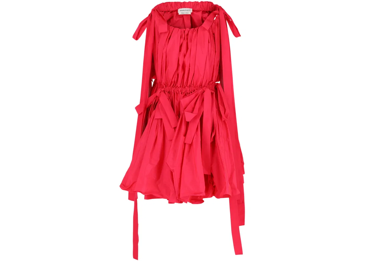 Женское мини-платье с бантом Alexander McQueen, Neon Pink