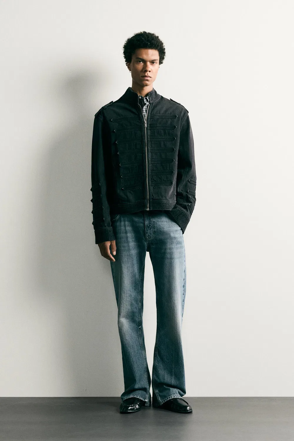 Укороченная куртка с наплечниками ZARA, Charcoal