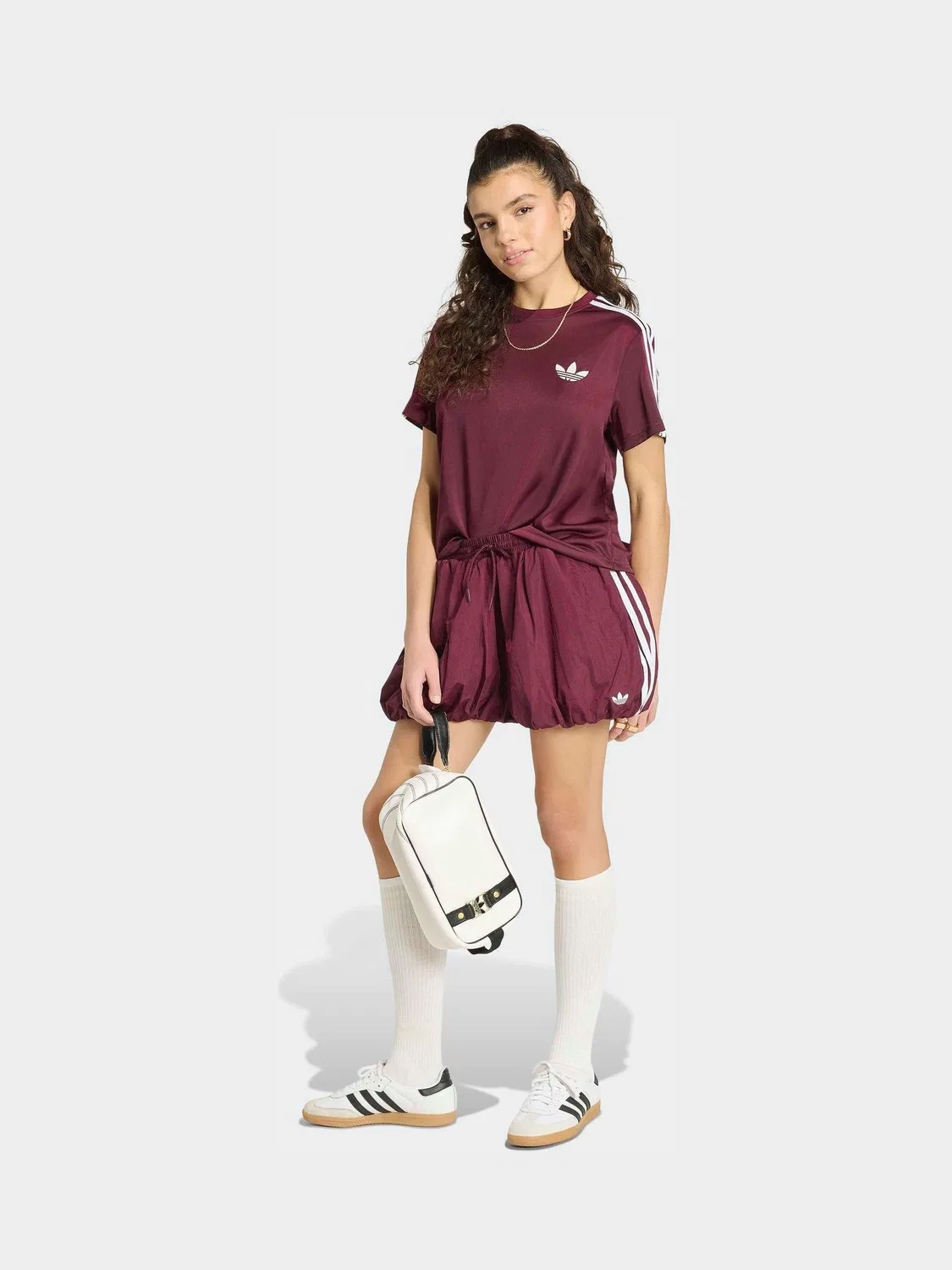 Шорты Oversized Fit adidas Originals Firebird, бордово-белые — фото 3