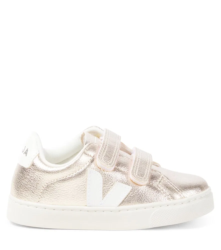 Металлизированные кожаные кроссовки Esplar Veja Kids, золотистый — фото 3