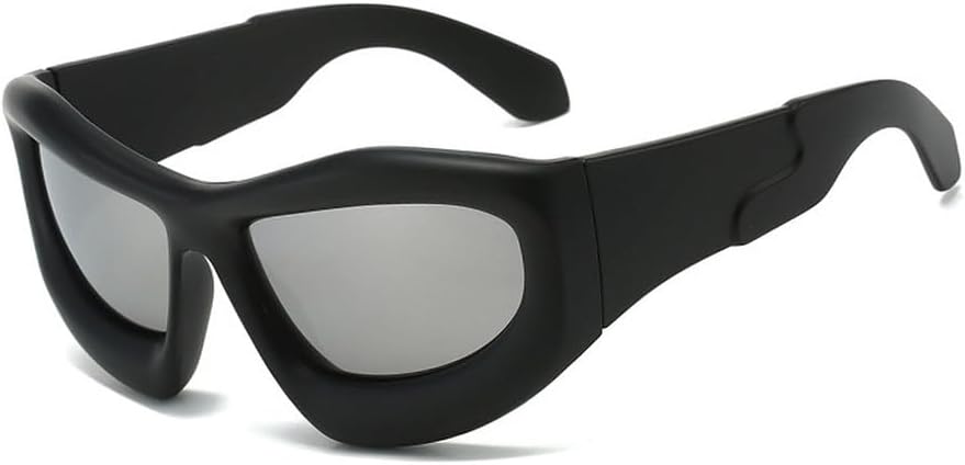 

Панк-солнцезащитные очки для мужчин и женщин, ретро-стиль, роскошные очки «кошачий глаз», модные мужские очки для активного отдыха, вождения, езды на велосипеде, защита от ультрафиолета UV400 TKKTLLT, Black Silver