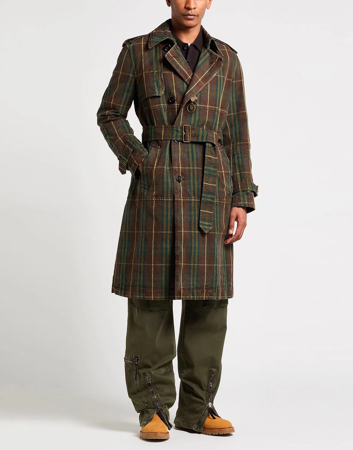 Мужское пальто из хлопка с принтом Burberry, темно-зеленый — фото 2