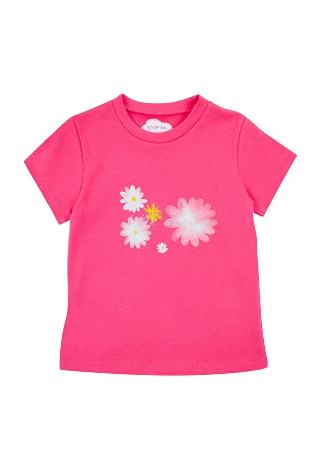 Детская футболка для девочек с принтом Fuchsia Daisy Bubuga, Fuchsia