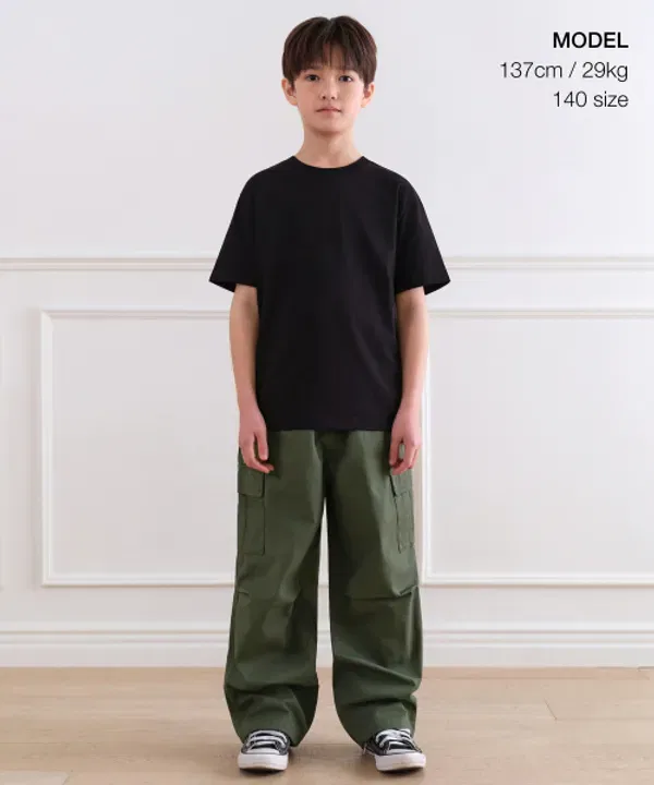 Штаны парашютные карго на резинке, Musinsa Standard Kids, хаки — фото 2