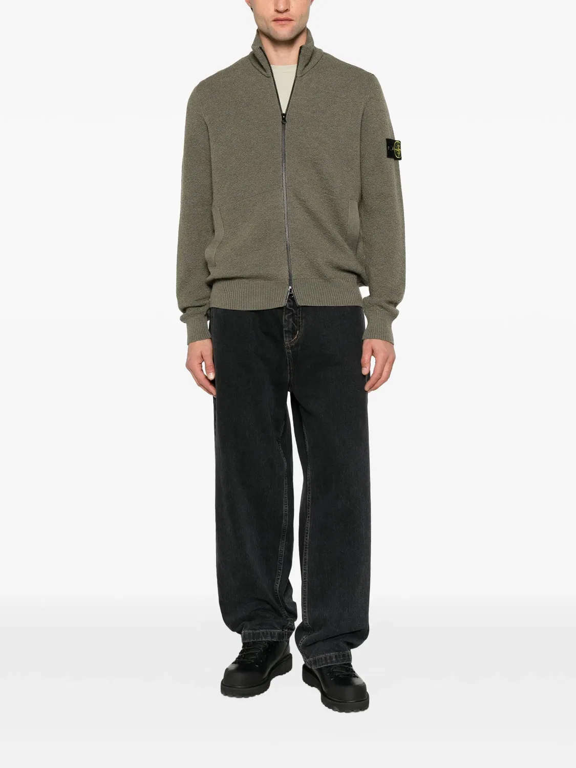 Кардиган на молнии из шерсти Stone Island, зеленый — фото 2