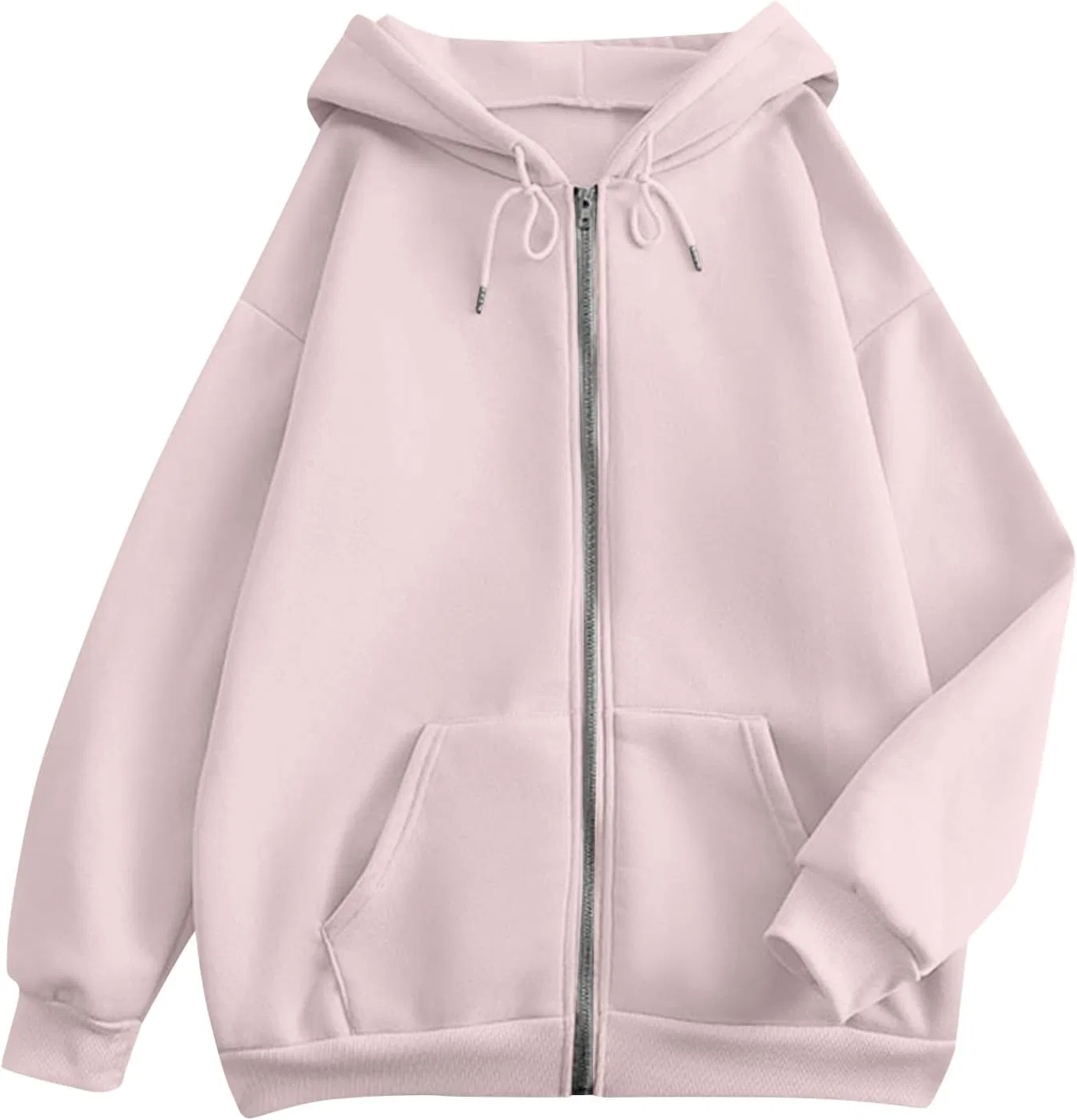 Женское худи на молнии оверсайз с капюшоном, S136-light Pink — фото 4