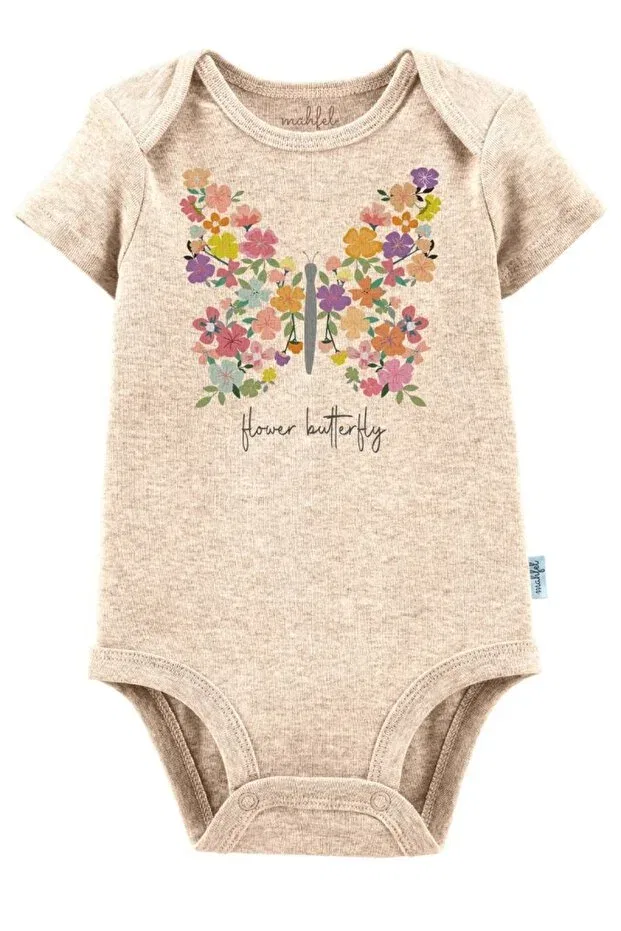 Детское боди-комбинезон для новорожденных с принтом Mahfel, Beige Melange
