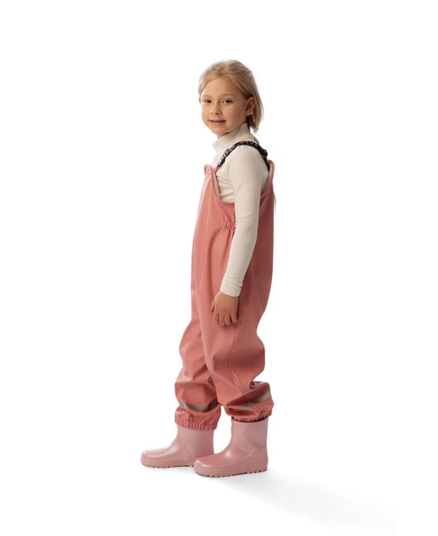 Детский дождевик-комбинезон с бретелями, модель Rain Overalls Deux par Deux, Pink — фото 3