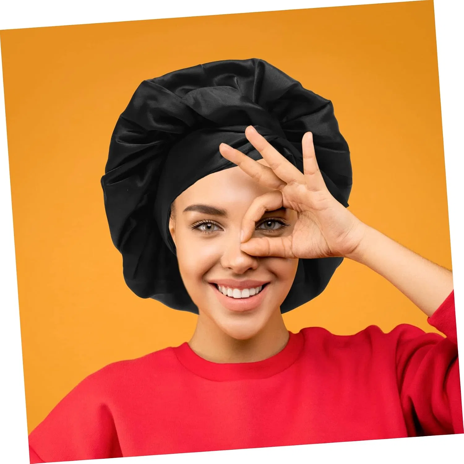 Шапочка для душа MAGICLULU, 4 шт, Satin, 31x28x2 см, Black — фото 4