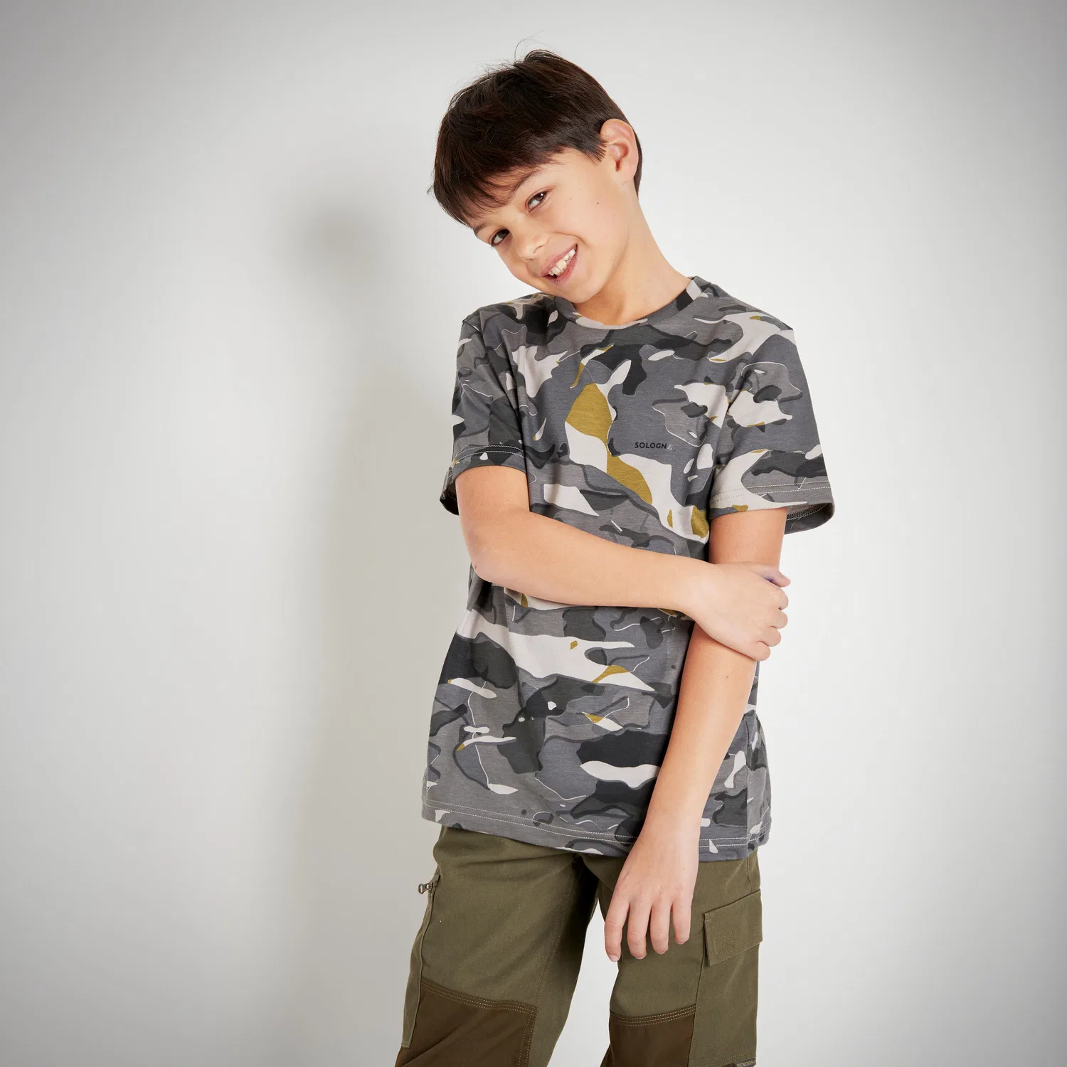 Детская футболка Woodland Camouflage Solognac, Asphaltgrau