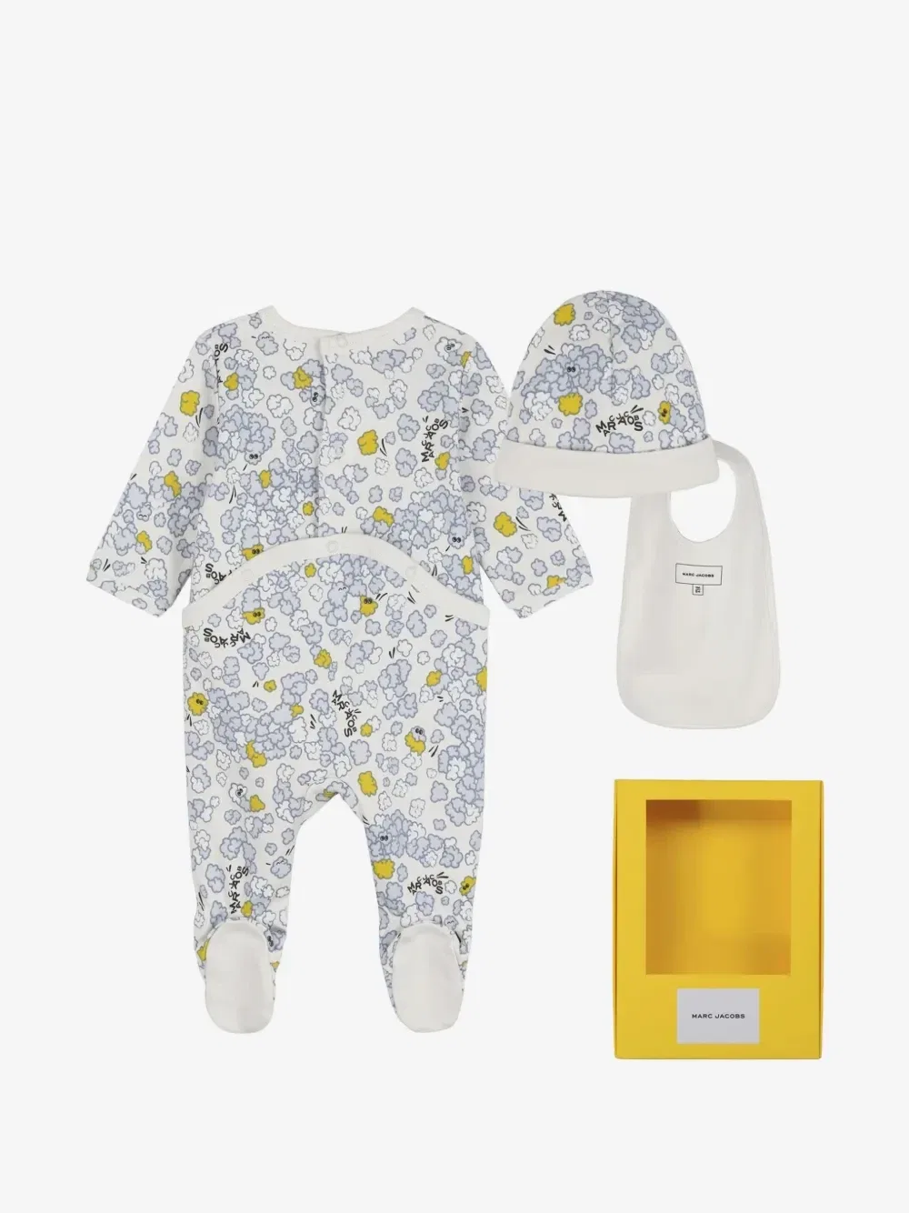 Комплект детских комбинезонов с облачным принтом из трех предметов Marc Jacobs Kids, белый — фото 2