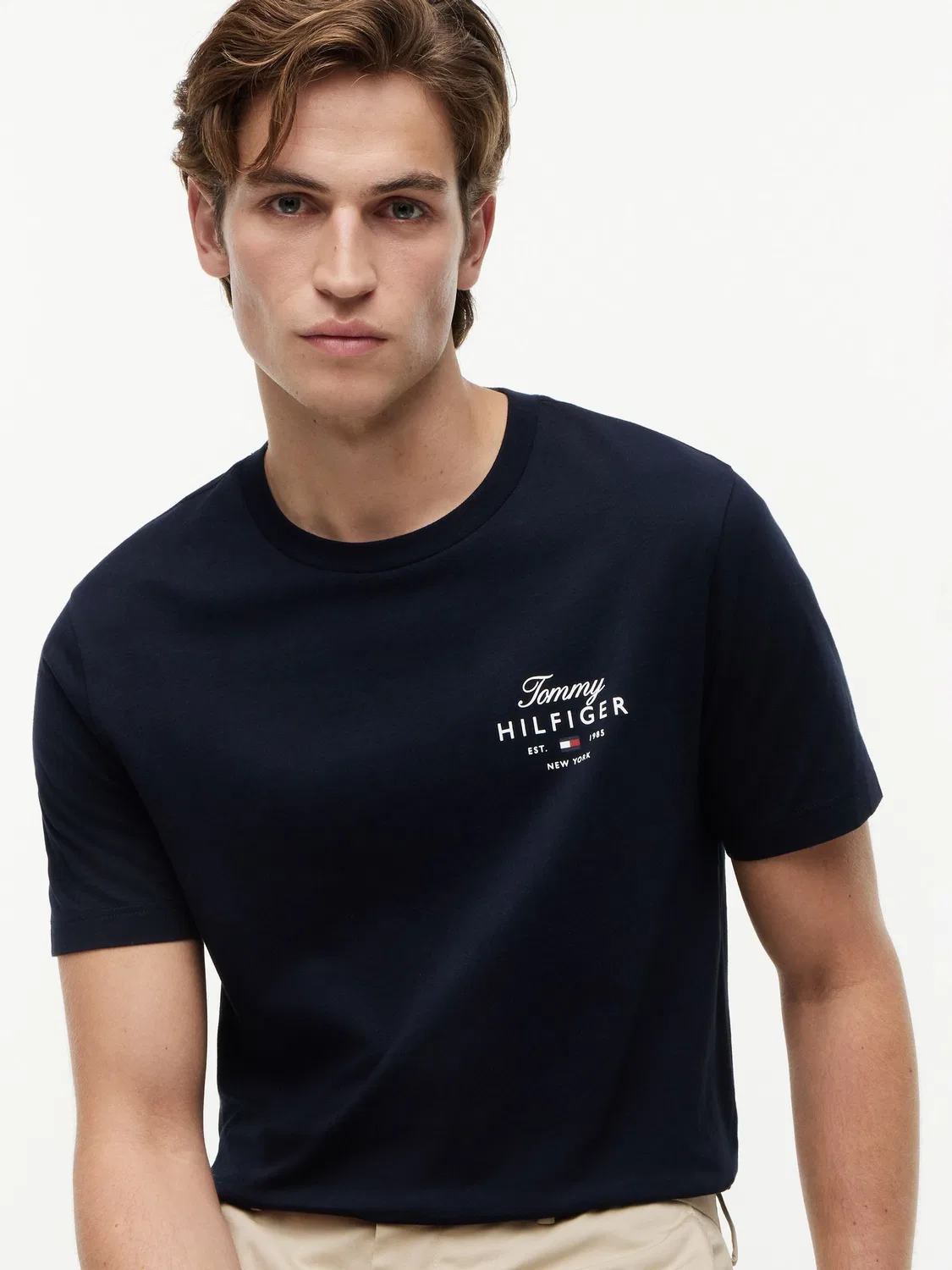 Футболка хлопковая джерси с логотипом Tommy Hilfiger, синий — фото 3
