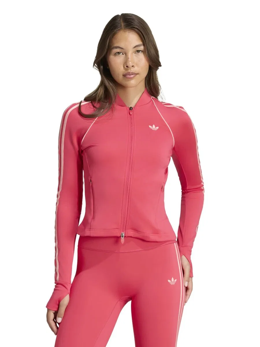 Спортивная толстовка на молнии ADIDAS PERFORMANCE темно-розового цвета — фото 2