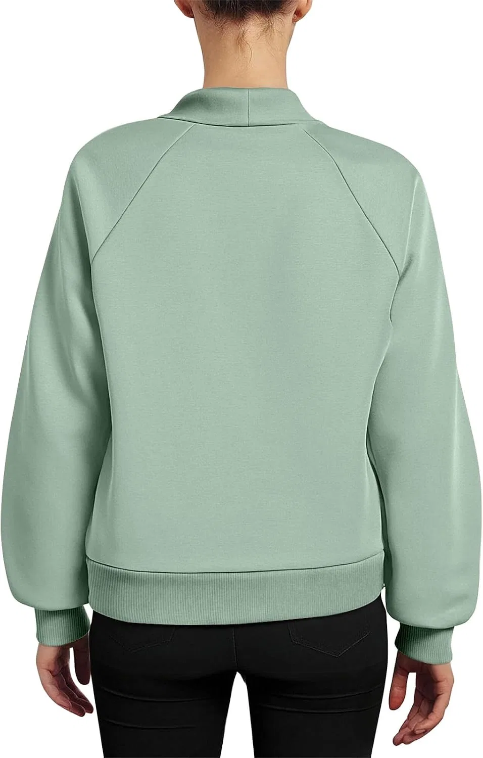 Женский свитшот с принтом Mock Neck Sweatshirt, мятный — фото 2