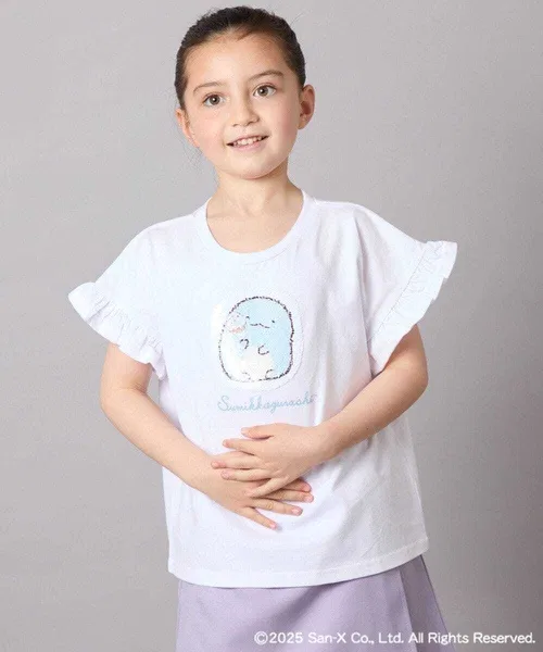 Детская футболка с принтом и пайетками Spangle T-shirt Sumikko Gurashi a.v.v, White