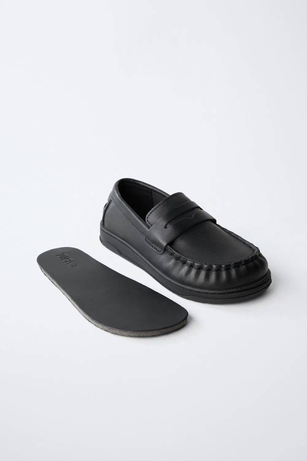 Кожаные лоферы с эффектом босой ноги ZARA, Black — фото 4