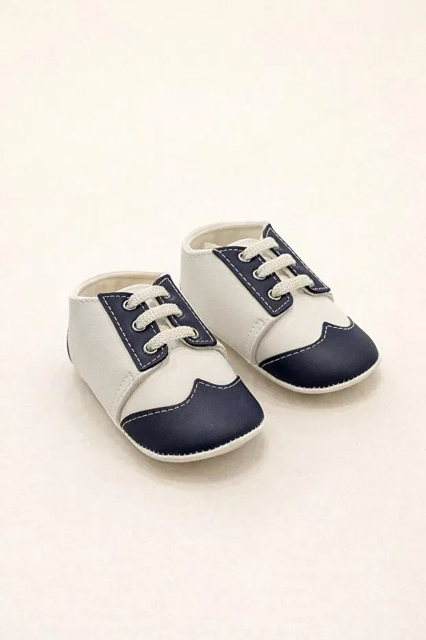 Детские туфли на шнуровке Minissa Baby Kids, Navy Blue And White — фото 3