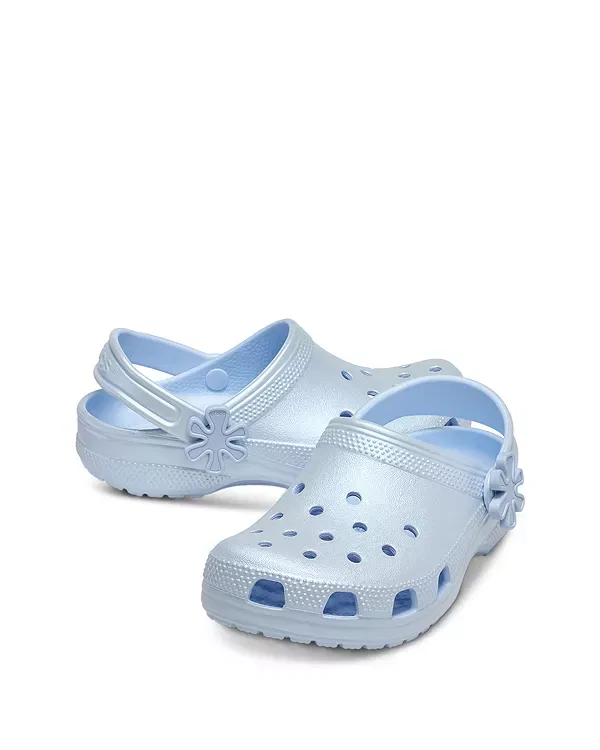 Детские сабо для девочек с жемчужным покрытием Crocs, Blue Frost — фото 3