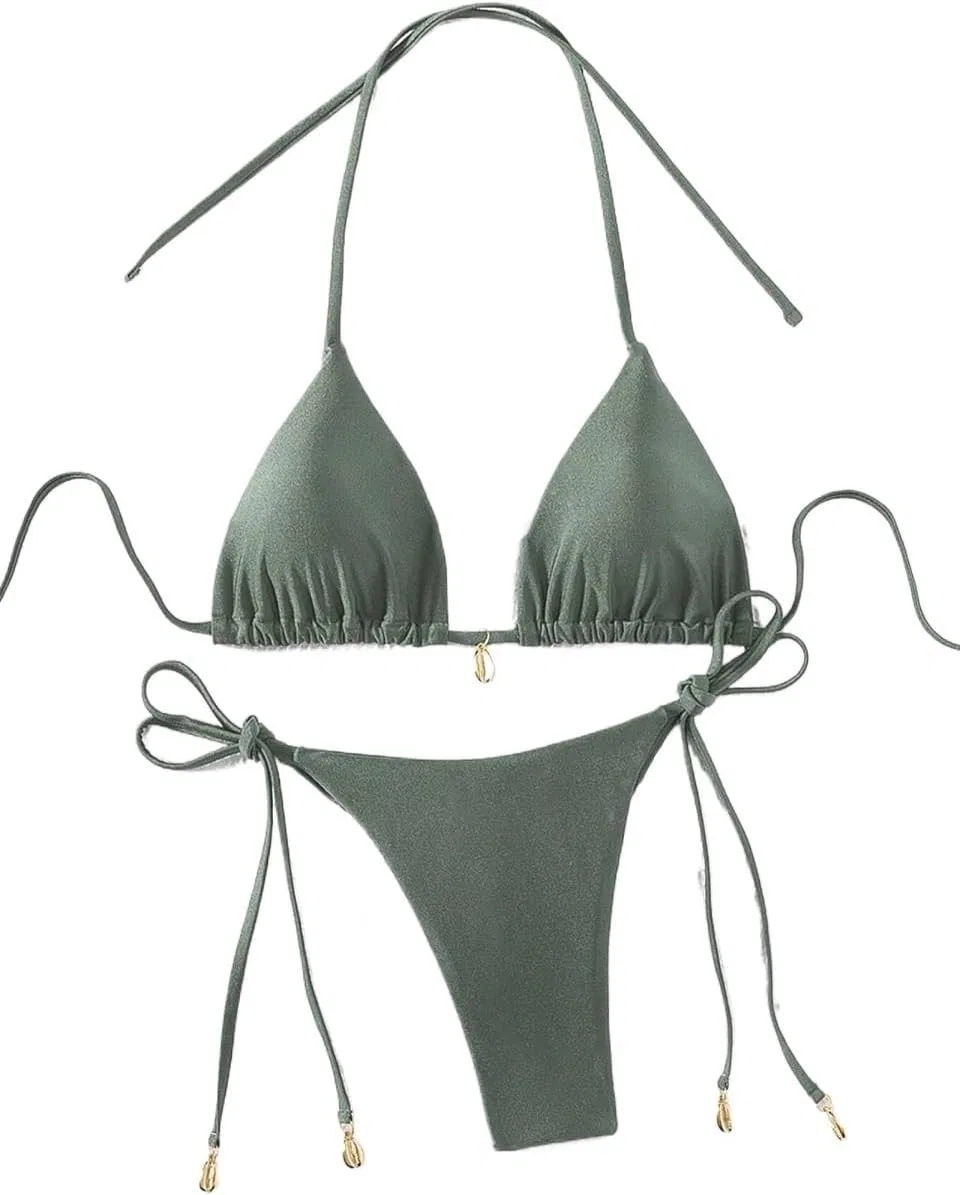 Женский бикини-сет с завязками на спине Generic, Army Green