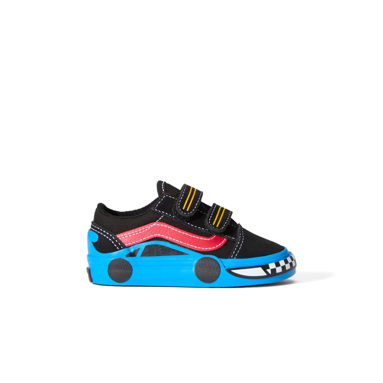 Детские кроссовки для мальчиков на липучках Old Skool Velcro Vans, Negro / Azul