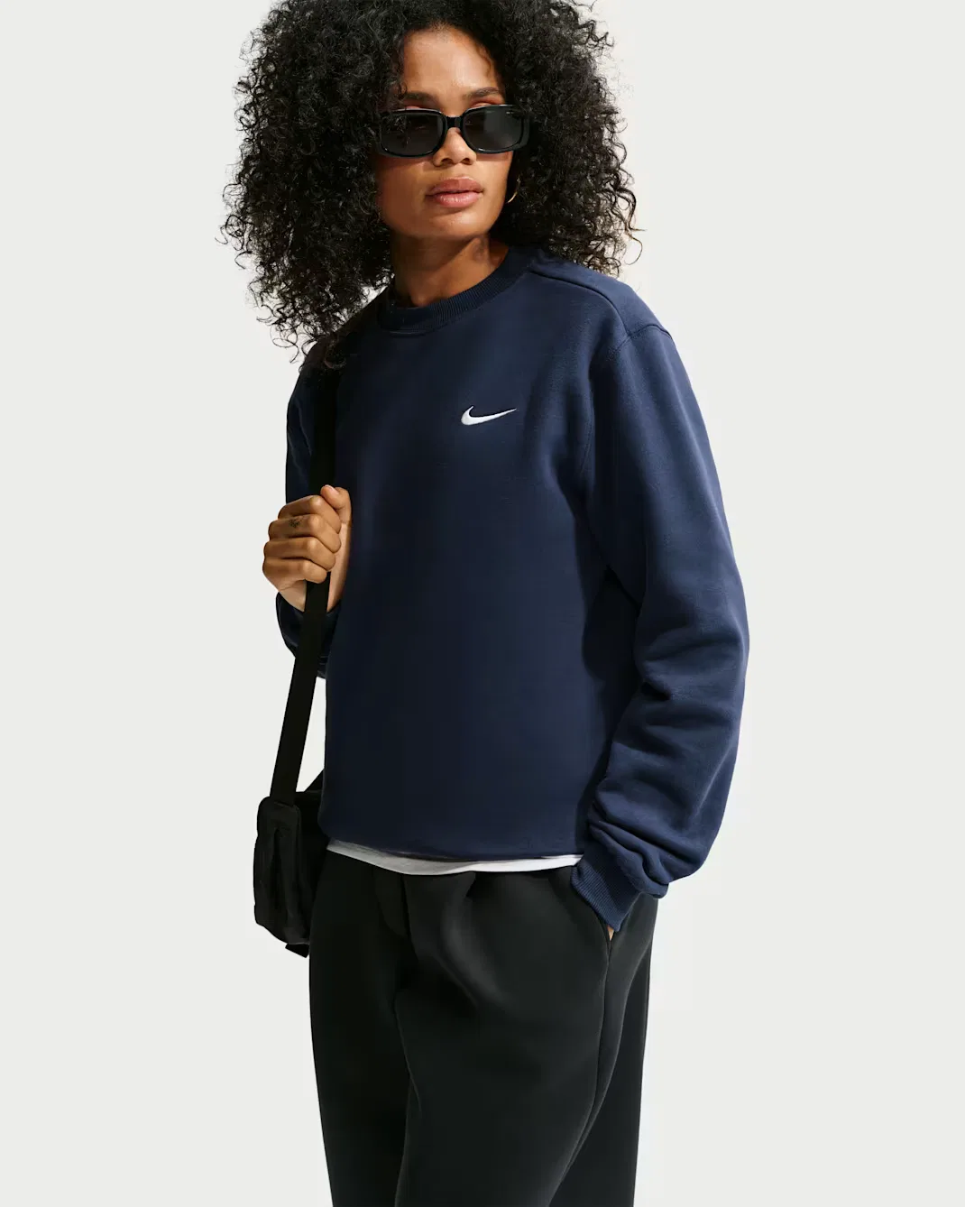 Women's Crew Nike Studio Fleece Medium Weight, Midnight Navy/Sail