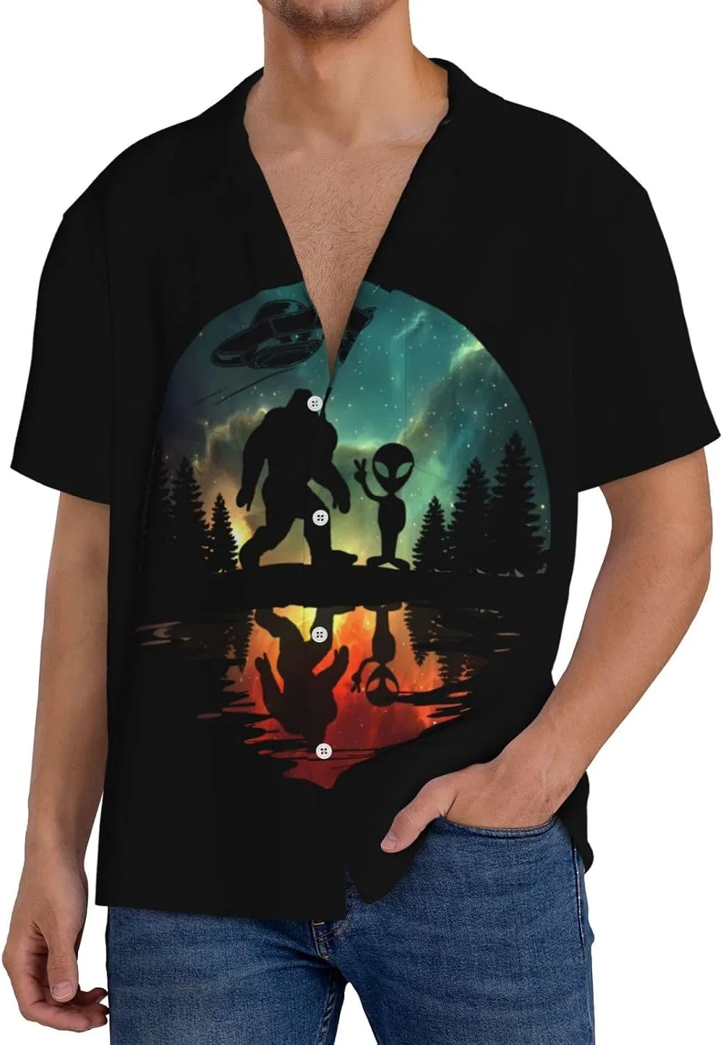 Мужская свободная рубашка с кубинским воротником Bigfoot, Black